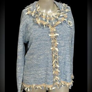 NWOT NEW Vintage Storybook Knits “Fringed Glamour” Sweater & Tank Lt Blue 1X XL